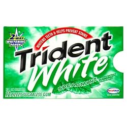 Trident White Spearmint Sugarless (12 Piece) Gum 3-Count Multi-Packs (Pack of 20)