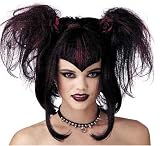 Bad Fairy Black and Red Pixie Costume Wig
