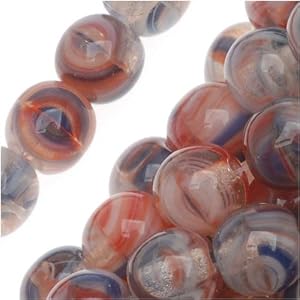 Czech-Glass-Druk-Round-Beads-6mm-Hurricane-Glass-Red-White-Blue-Swirl-50-