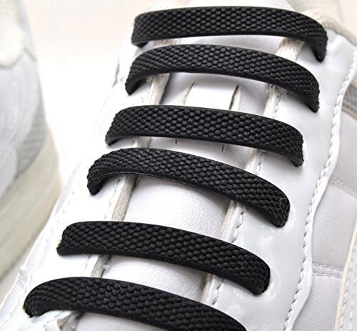 FongSky Set No Tie Silicon Shoelaces - Colorful (Black, 16Pcs)