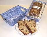 Scott's Cakes Banana Loaf Cake in a Blue Victorian Tray