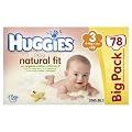 Huggies Natural Fit Size 3 (9-20 lbs/4-9 kg) Nappies - Pack of 78