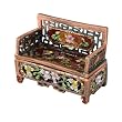 Antique Floral Crystal Design Sofa Pewter Keepsake Trinket Box