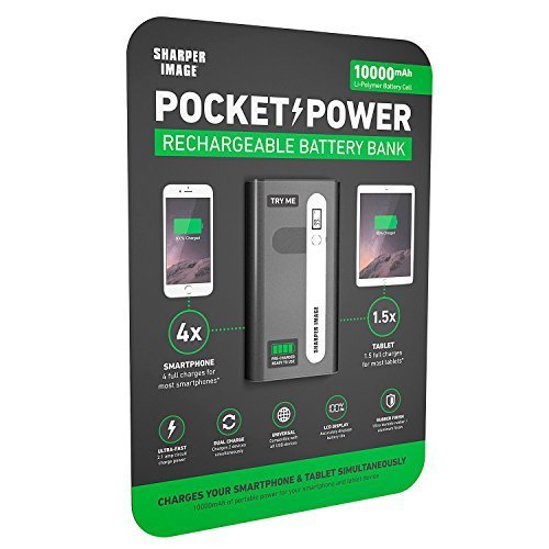 SHAPER IMAGE- Pocket Power- Rechargeable Battery Bank-10000mAh- LCD Display by SHAPER IMAGE
