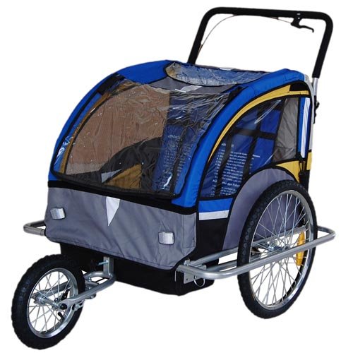 Children Bicycle Trailer & Jogging Stroller Combo-grey/yellow/blue Picture