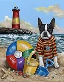 Boston Terrier Beach Baby Garden Flag