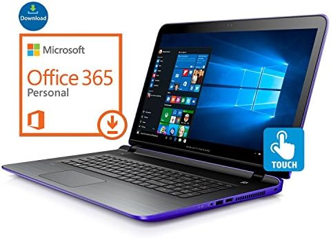2016 Newest Premium HP 17.3" Touchscreen HD+ WLED Purple Pro Laptop with Free 1-Year Office 365 Personal, AMD Quad-Core CPU up to 2.4GHz, 8GB RAM, 1TB HDD, DVD RW, HDMI, USB 3.0, B&O Audio, Windows 10