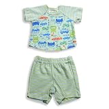 Pepper Toes Layette by Baby Lulu - Newborn And Infant Boys Short Sleeve Cars Short Set, Light Blue, Green (Size 24Months)