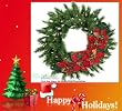 30" Lited Artificial Pine Wreath and Poinsettia Swag for Christmas Decoration