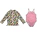 SwimZip Girls Long Sleeve Rash Guard & 1 Piece Suit | Pink Butterfly 12-18 Month