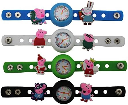 1 Green Kids DIY Lovely Watch + 18 Peppa Pig Shoe Charms Party Birthday Gift