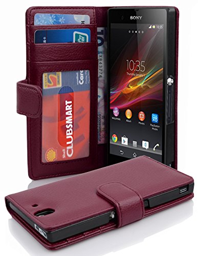 Cadorabo - Book Style Wallet Design for Sony Xperia Z with 2 Card Slots and Money Pouch - Etui Case Cover Protection in PASTEL-PURPLE