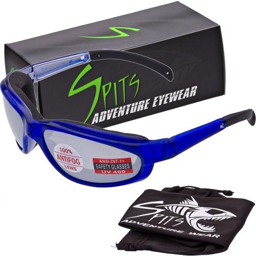 PAGOS Safety Glasses - Foam Padded - Crystal BLUE Frame - CLEAR Anti-Fog Lens