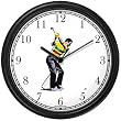 Golfer Preparing to Tee Off - Golf Theme Wall Clock by WatchBuddy Timepieces (Hunter Green Frame)