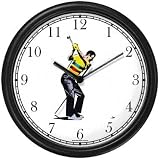 Golfer Preparing to Tee Off - Golf Theme Wall Clock by WatchBuddy Timepieces (Hunter Green Frame)