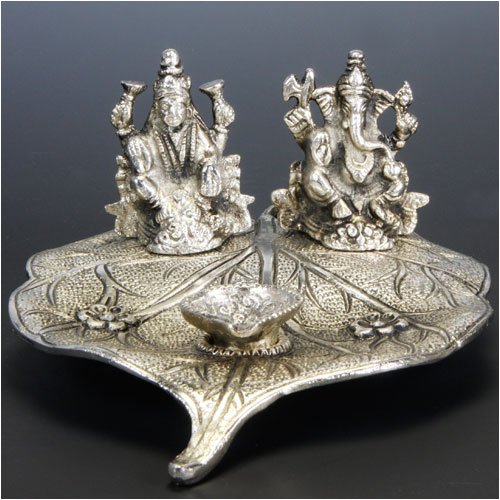 Hindu Gift Set of Laxmi Ganesh Diya / Incense Holder