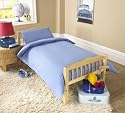 Plain Blue Cotbed Duvet Cover And Pillowcase Set