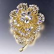 Golden Flower Austrian Rhinestone Brooches & Pins