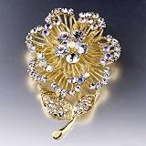 Golden Flower Austrian Rhinestone Brooches & Pins