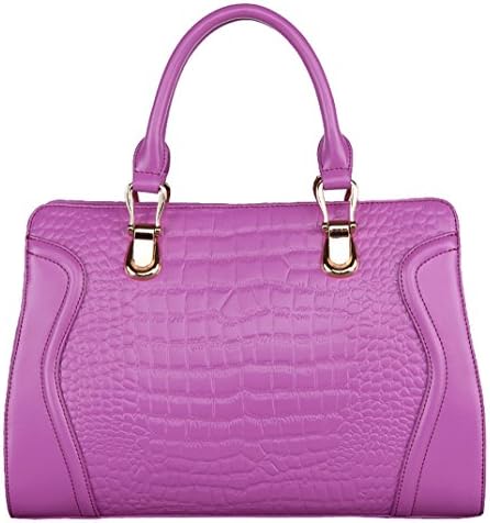 SAIERLONG Women's Cross Body Bag Handbag Tote purple Cow Leather - CROCO Crocodile Embossing