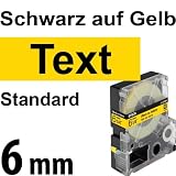 Schwarz auf Gelb, 6 mm,, Beschriftungsband für Epson LW-400, Schriftband LabelWorks-Band, LW400, 6mm breit
