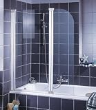 Produkt-Bild: Schulte D1653 04 50 Badewannenfaltwand 2-teilig, H 140 x B 115 cm, Echtglas Klar hell, alpinwei&szlig;
