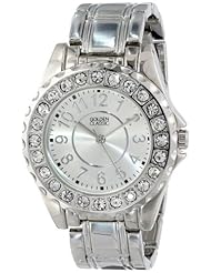 Golden Classic Womens 2284_silver "Times Up" Rhinestone Accented Silver Metal Watch