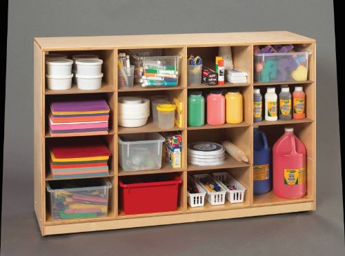 Bird-In-Hand Mobile 16 Cubby Unit - 47 3/4 x 30 5/8 x 13 - Trays Not Included