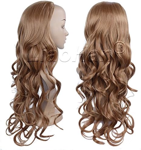 Liaohan® 24" Long Curly Brown Auburn Wig Synthetic 3/4 Half Wig Hair Fall M27/30