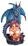 Blue Dragon Standing On Skull Head Collectible Figurine Statue Décor