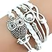 Susenstone® Fashion Women Lovely Infinity Owl Pearl Multilayer Charm Leather Bracelets