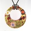 Handmade Millefiori Murano Glass Pendant - Viola Red/Gold Style1