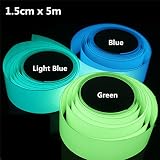 私の家族 5mx15mm 蓄光テープ粘着緑青暗い安全ステージ家の装飾で輝く-ライトブルー