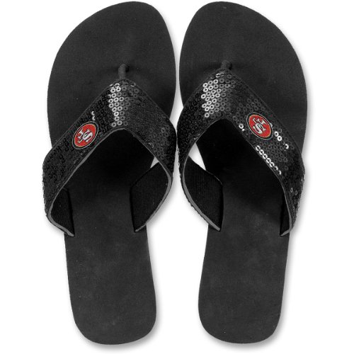 For Bare Feet San Francisco 49ers Women's Sequin Flip Flops Medium