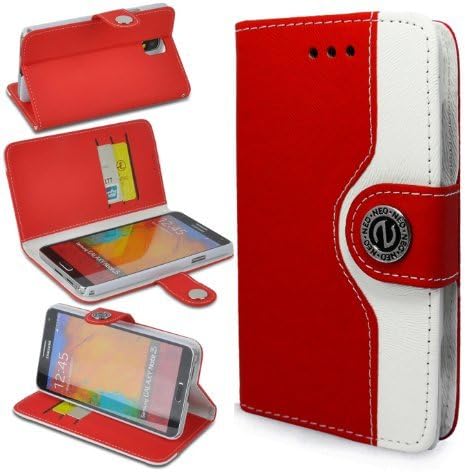 Magic Global Gadgets - Red Retro Leather Flip Book Wallet Case Cover Pouch With Media Stand For Samsung Galaxy Note 3 III (N9000/N9005/N9002) 3G With Screen Guard / Cleaning Cloth / Mini Stylus