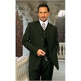 MENS NICE 3PC 3 BUTTON SOLID COLOR MENS SUIT WITH A VEST BY: TESSORI UOMO. SUPER 150'S EXTRA FINE ITALIAN WOOL SUIT; This item in 8 Colors Solid Black / Navy blue / Charcoal Gray / Carmel / Light gray / Dark Tan / Light Tan / Olive Green / Brown
