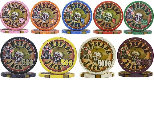 Nevada Jacks Casino Ceramic Poker Chips Sample Set - 9 New Chips