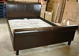 5ft King Size Brown Real Leather ‘Antique Renoir’ Bed With 7″ Memory Foam Mattress