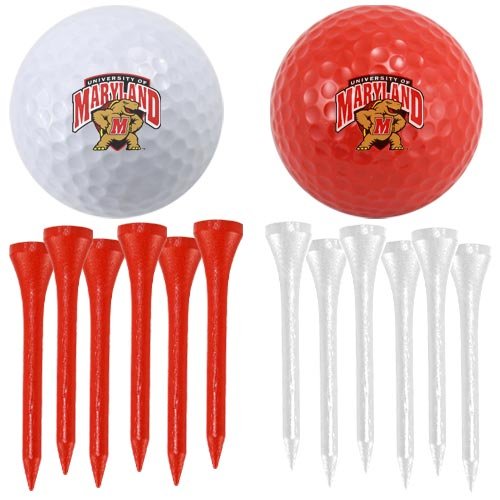 Maryland Terrapins Two Golf Balls And Twelve Tees Set