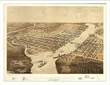 Historic Green Bay, Wisconsin, c. 1867 (L) Panoramic Map Poster Print Reprint Giclee