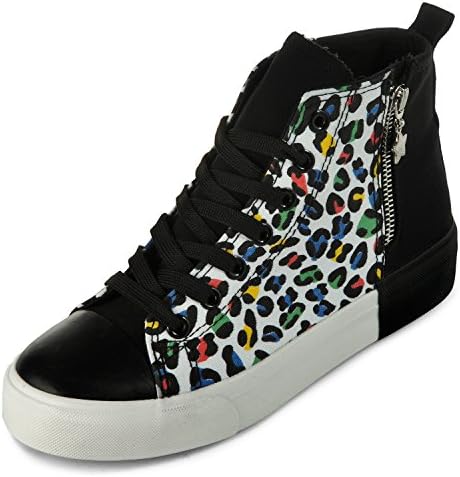 YesStyle Women's Leopard Print Platform Sneakers White 7