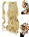 S-noilite 17 Inches Curly Baby Blonde Mix Bleach Blonde Wrap Around on Ponytail Clip in Hair Extensions Hairpiece Pony Tail Extension for Girl Lady Woman