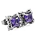 Men's Stainless Steel Stud Earrings CZ Silver Black Purple Dragon Claw Square Vintage