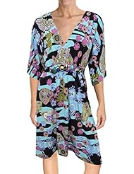 V-neck Elbow Length Sleeves Elasticized   Waistline Polyester/Spandex Floral Print Belted Beaded Lace-Up  Jumpsuit  With a Bow(s)