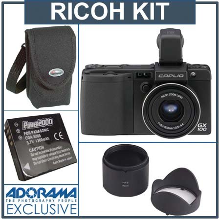Ricoh Caplio GX100 Digital Camera / Viewfinder Kit with Free Case, Free Spare Battery & Free HA2 Hood