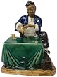 Chinese gambling man, hand glazed ceramic figure
