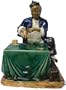 Chinese gambling man, hand glazed ceramic figure