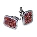 SILVER-Colored Mens Cuff Links Red Color Stones Cufflinks