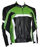 Lederjacke Motorradjacke Kombijacke in der Frabe Schwarz/Grün Weiß, Herrengröße:58