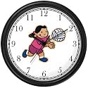 Girl Volleyball Player Playing Volleyball or Volley Ball Theme Wall Clock by WatchBuddy Timepieces (Hunter Green Frame)